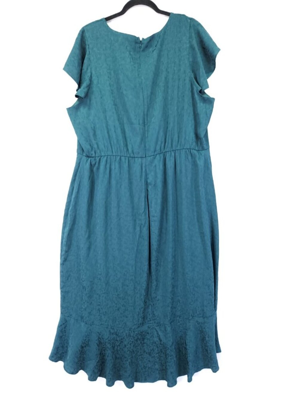 Lane Bryant Women's Green Jacquard Flutter Sleeve Ruffle Midi Dress Plus Size 20 - Picture 4 of 15